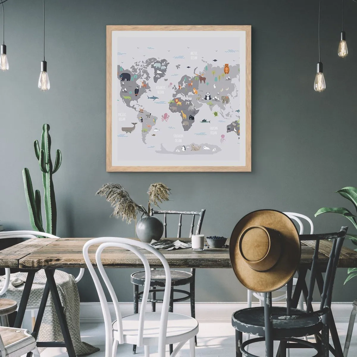 Plakat i ramme af lyst egetræ - Fortæl mig, hvor du er fra... - 60x60 cm