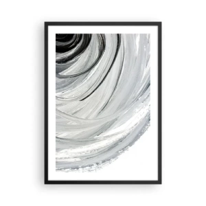 Plakat i sort ramme - Dynamisk abstraktion i nuancer af sort, hvid og grå - 50x70cm - Orbital komposition - Moderne vægdekoration til stue og soveværelse ARTTOR