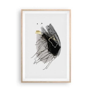 Plakat i ramme af lyst egetræ - I sort og guld - 61x91 cm