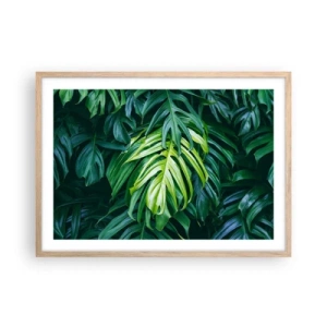 Plakat i ramme af lyst egetræ - Fordyb dig i friskhed - 70x50 cm
