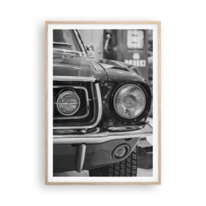 Plakat i ramme af lyst egetræ - Hård kørsel - 70x100 cm