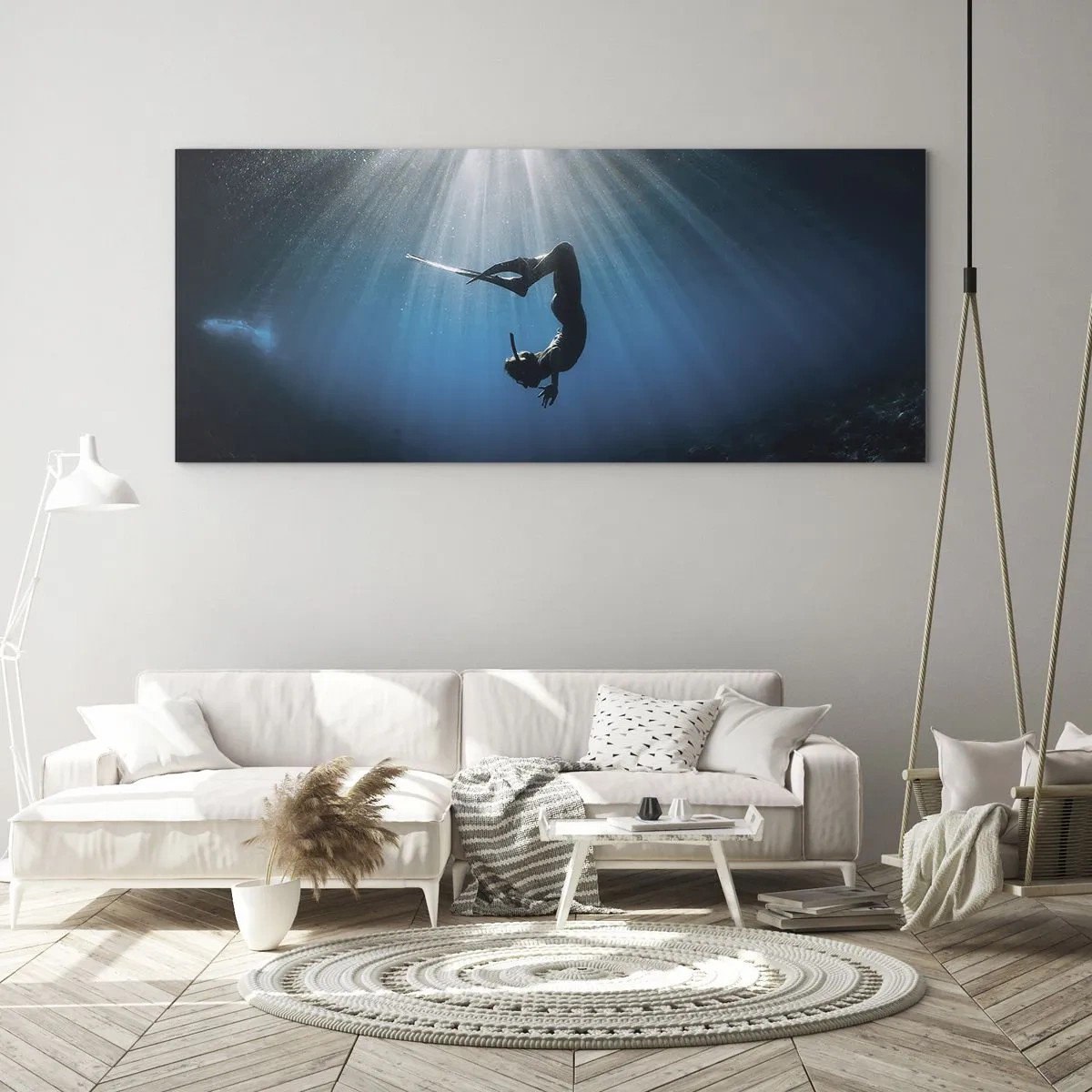 Billede på glas - Undervandsdans - 120x50 cm