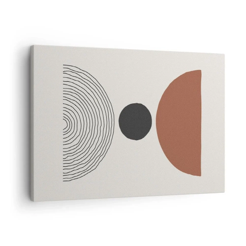 Lærredstryk - Billede på lærred - Abstrakte geometriske figurer i varme farver - 70x50cm - I rampelyset - Moderne vægdekoration til stue og soveværelse ARTTOR