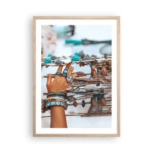 Plakat i ramme af lyst egetræ - Lokale skatte - 50x70 cm