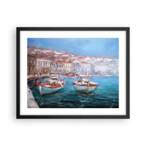 Plakat i sort ramme - Italiensk bugt - 50x40 cm