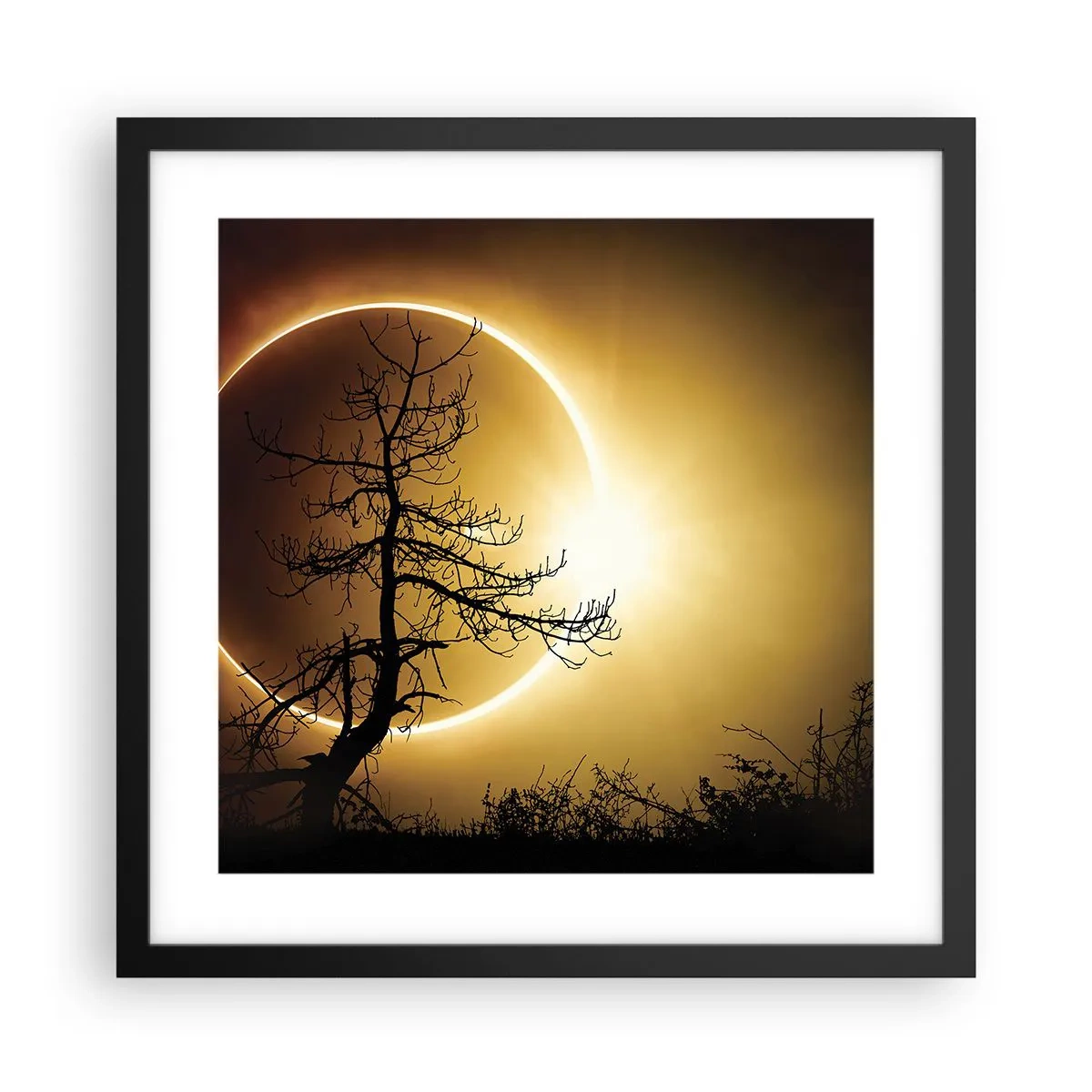 Plakat i sort ramme - Total formørkelse - 40x40 cm