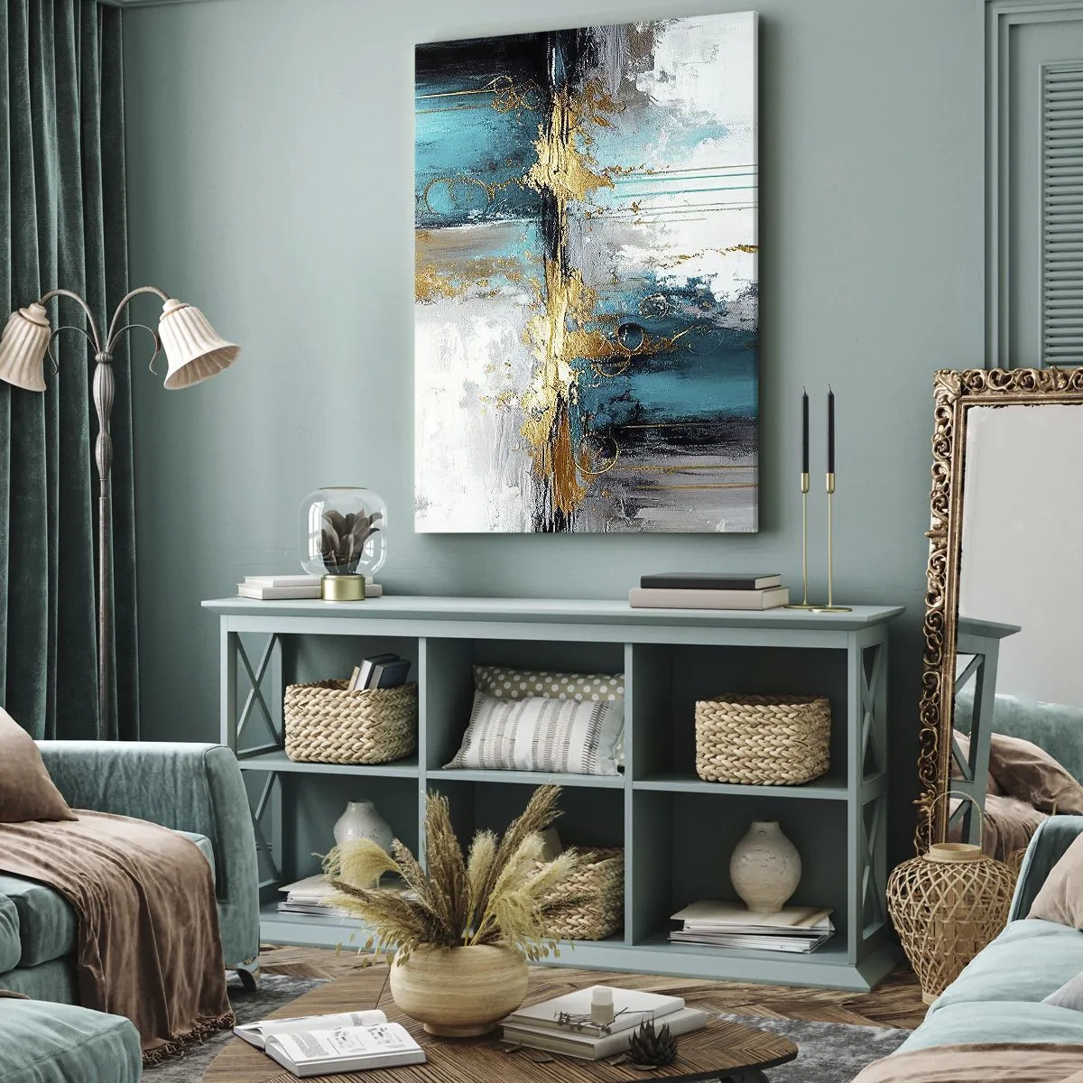 Lærredstryk - Billede på lærred - Alting flyder - 55x100 cm