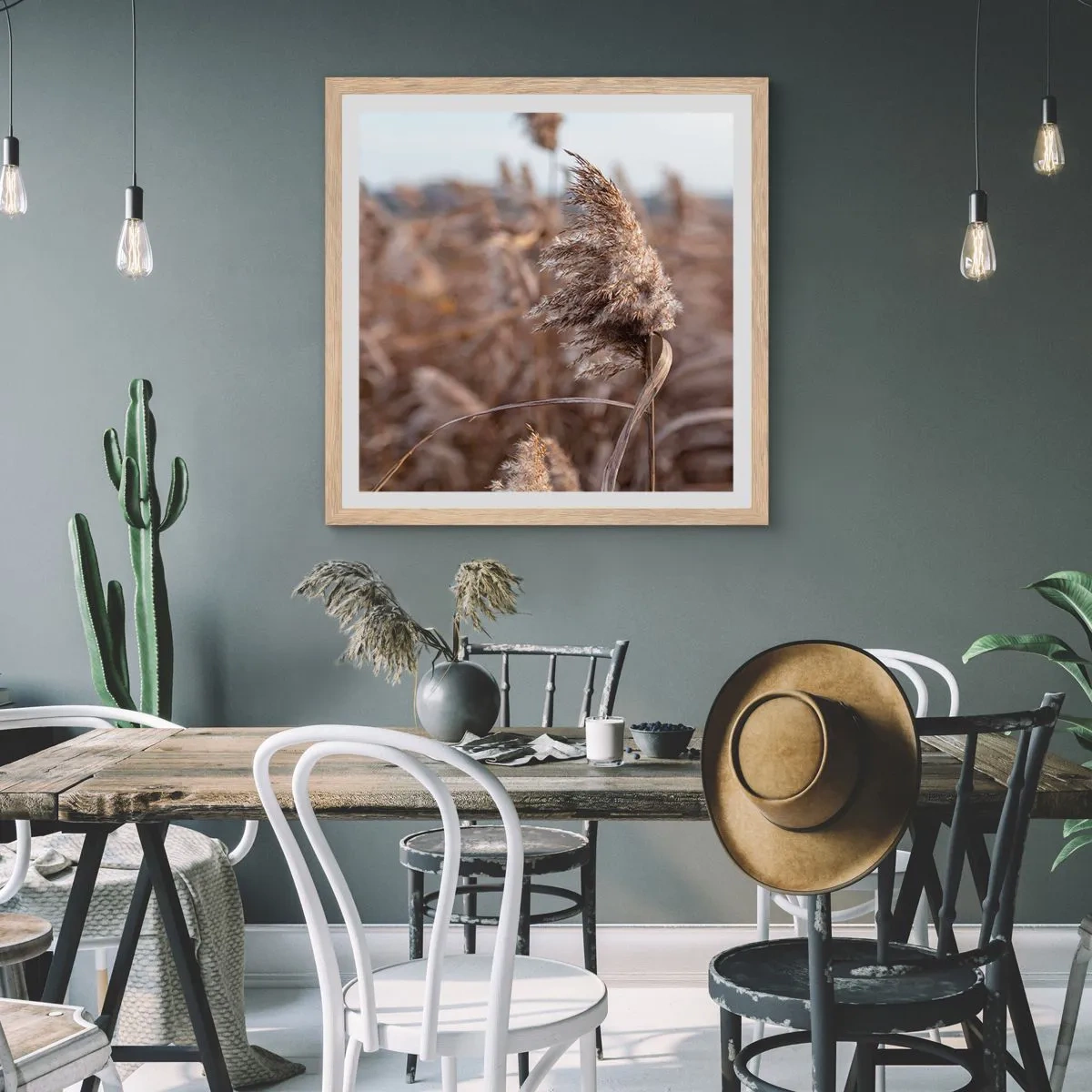 Plakat i ramme af lyst egetræ - Tid til at flyve væk med vinden - 30x30 cm