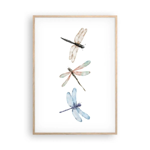 Plakat i ramme af lyst egetræ - Vægtløse guldsmede - 70x100 cm