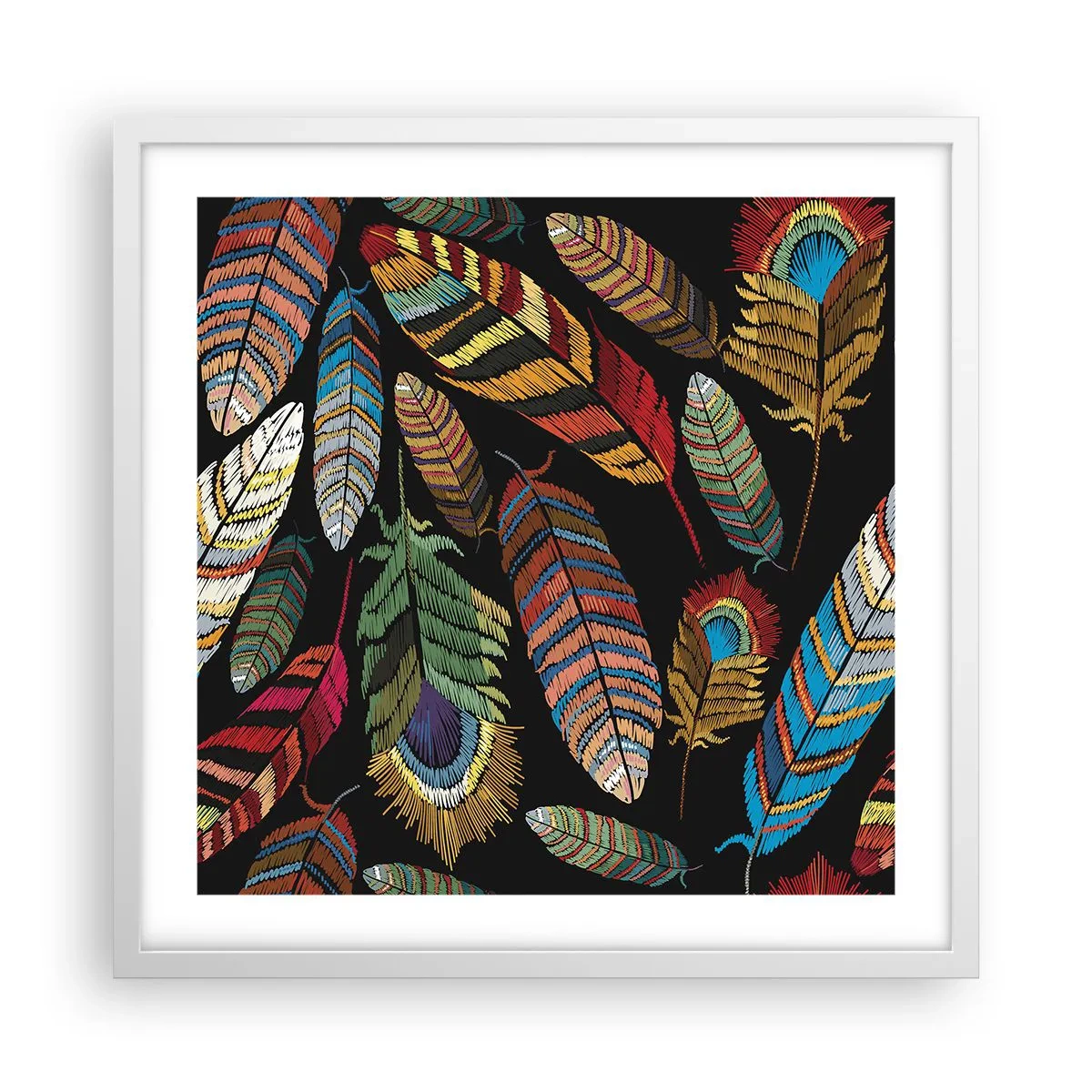 Plakat i hvid ramme - Fuglekarneval - 50x50 cm