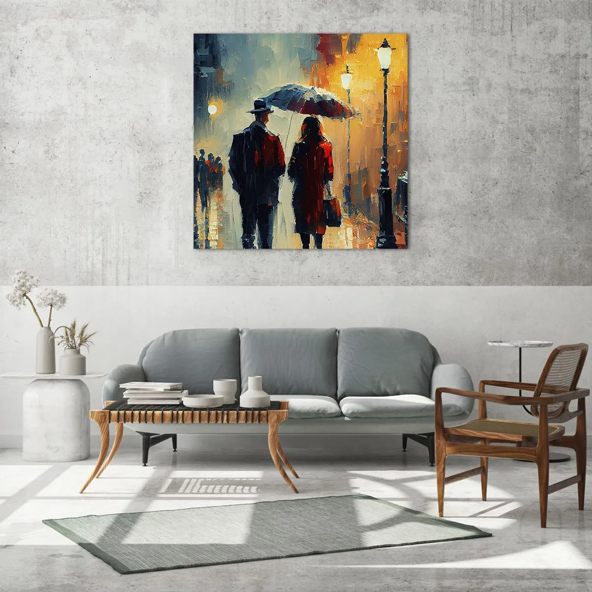 Billede på glas - Urban kærlighedshistorie - 30x30 cm