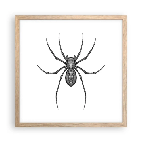 Plakat i ramme af lyst egetræ - Foruroligende præcision - 40x40 cm