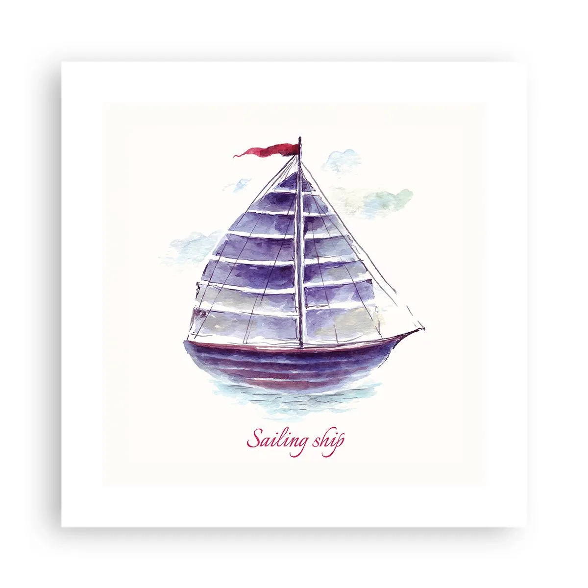 Plakat - Fulde sejl og roligt vand - 40x40 cm