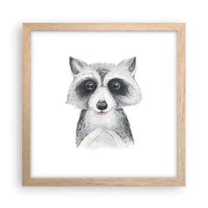 Plakat i ramme af lyst egetræ - Et øjeblik til at trække på skuldrene - 30x30 cm