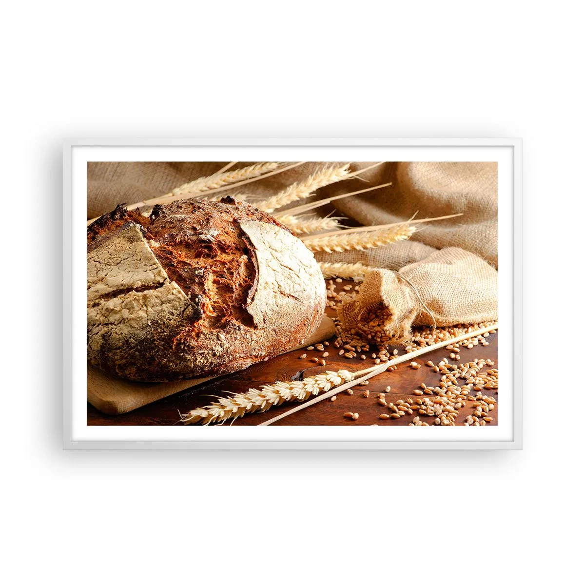 Plakat i hvid ramme - Appetitlig, velduftende, sprød - 91x61 cm