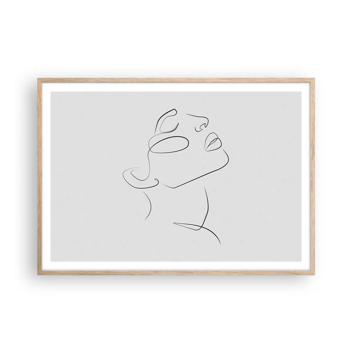 Plakat i ramme af lyst egetræ - En drømmes slyngninger - 100x70 cm