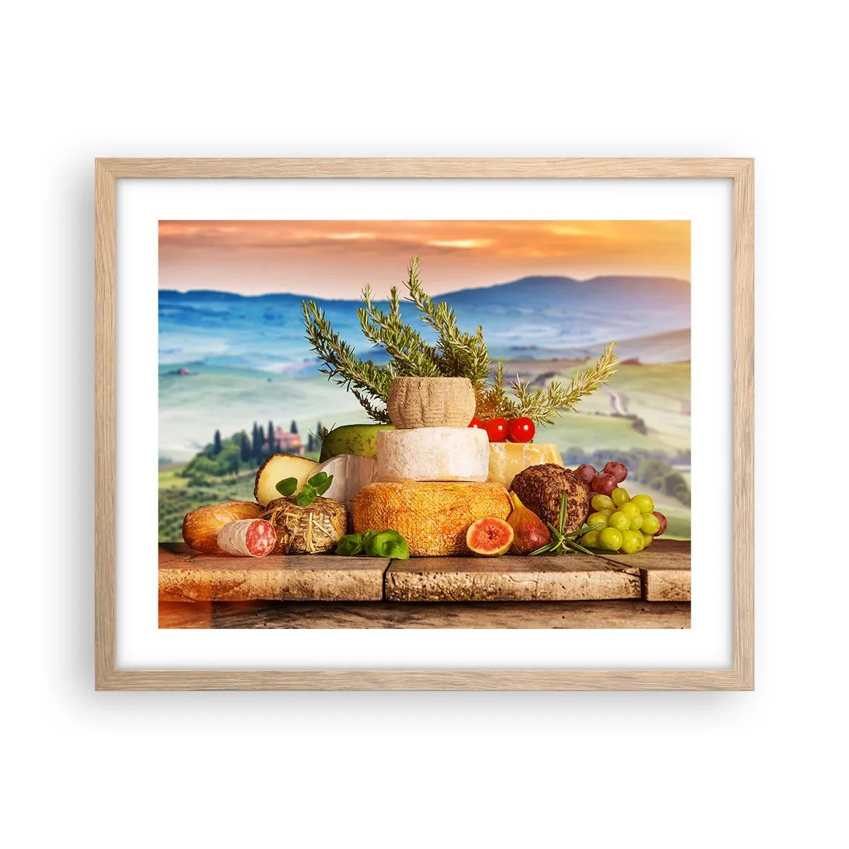 Plakat i ramme af lyst egetræ - Italiensk livsglæde - 50x40 cm
