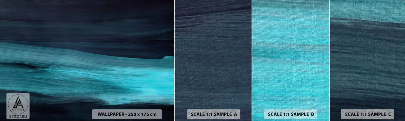 Prøve Fototapet Premium Canvas - Svøm med strømmen - Mørk, Stykke, Abstraktion - 100x30 cm