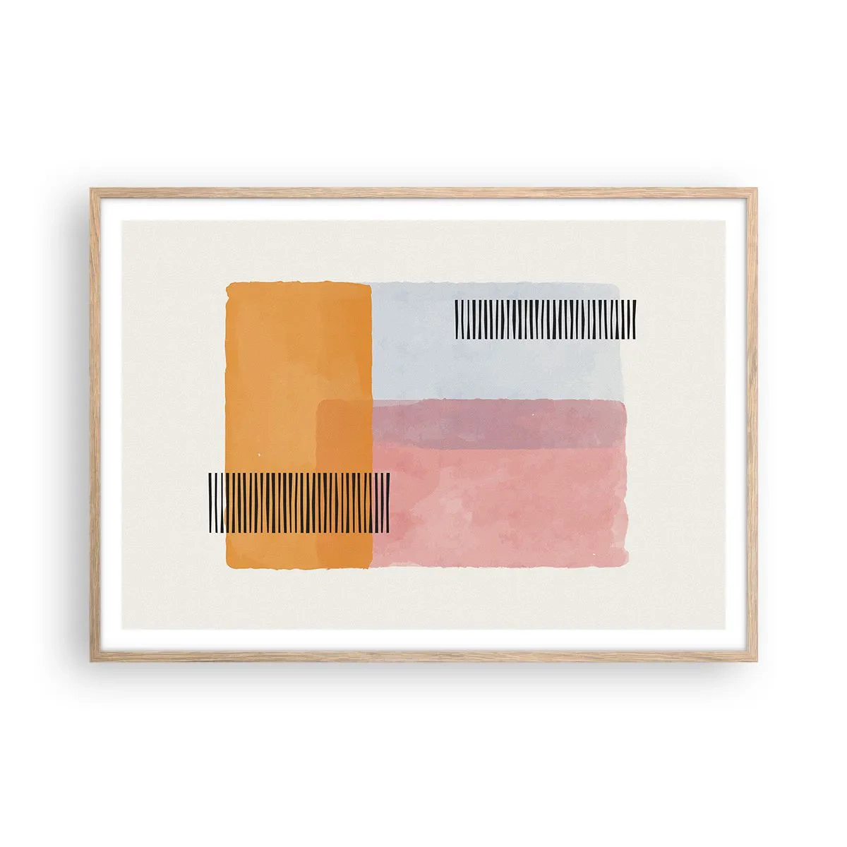 Plakat i ramme af lyst egetræ - Fra hjørne til hjørne - 100x70 cm