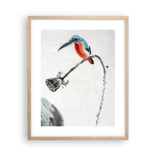 Plakat i ramme af lyst egetræ - Engenes liv - 40x50 cm