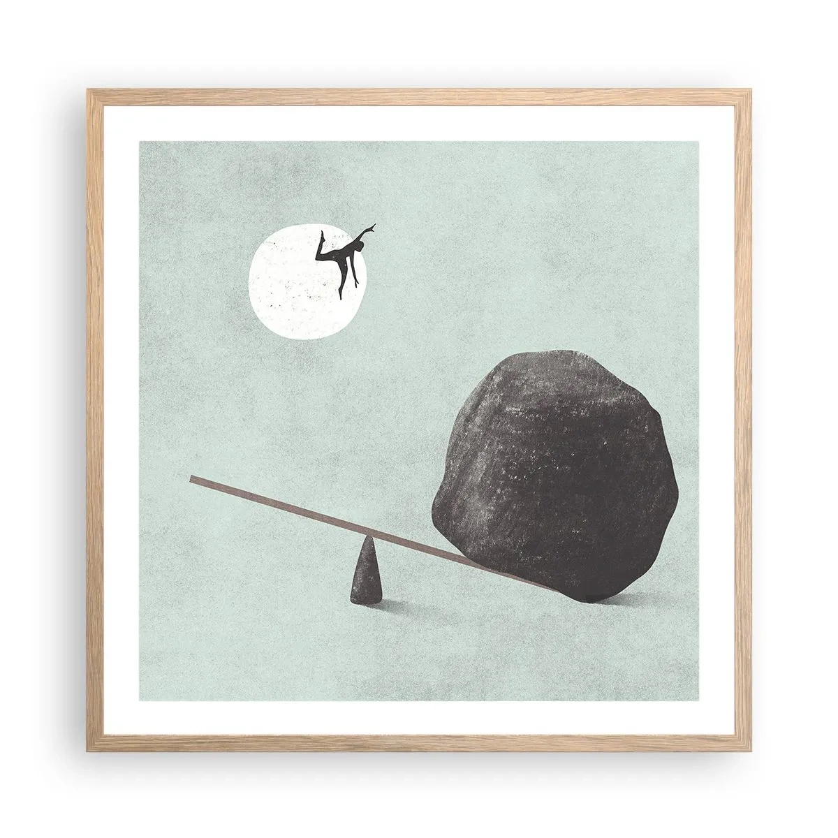 Plakat i ramme af lyst egetræ - En drøm går i opfyldelse - 60x60 cm