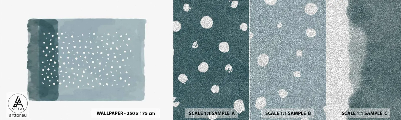 Prøve Fototapet Premium Sand - Dyrket i blåt - Abstraktion, Stykke, Minimalisme - 100x30 cm