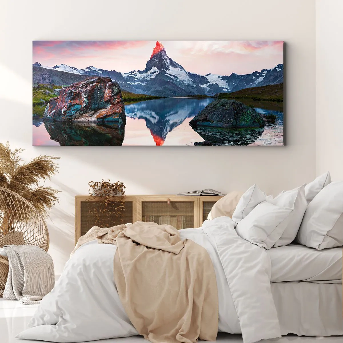 Lærredstryk - Billede på lærred - Bjergenes hjerte er varmt - 140x50 cm