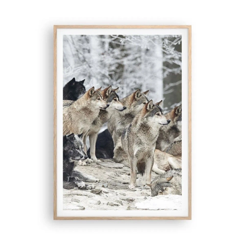 Plakat i ramme af lyst egetræ - Familie og venner - 70x100 cm