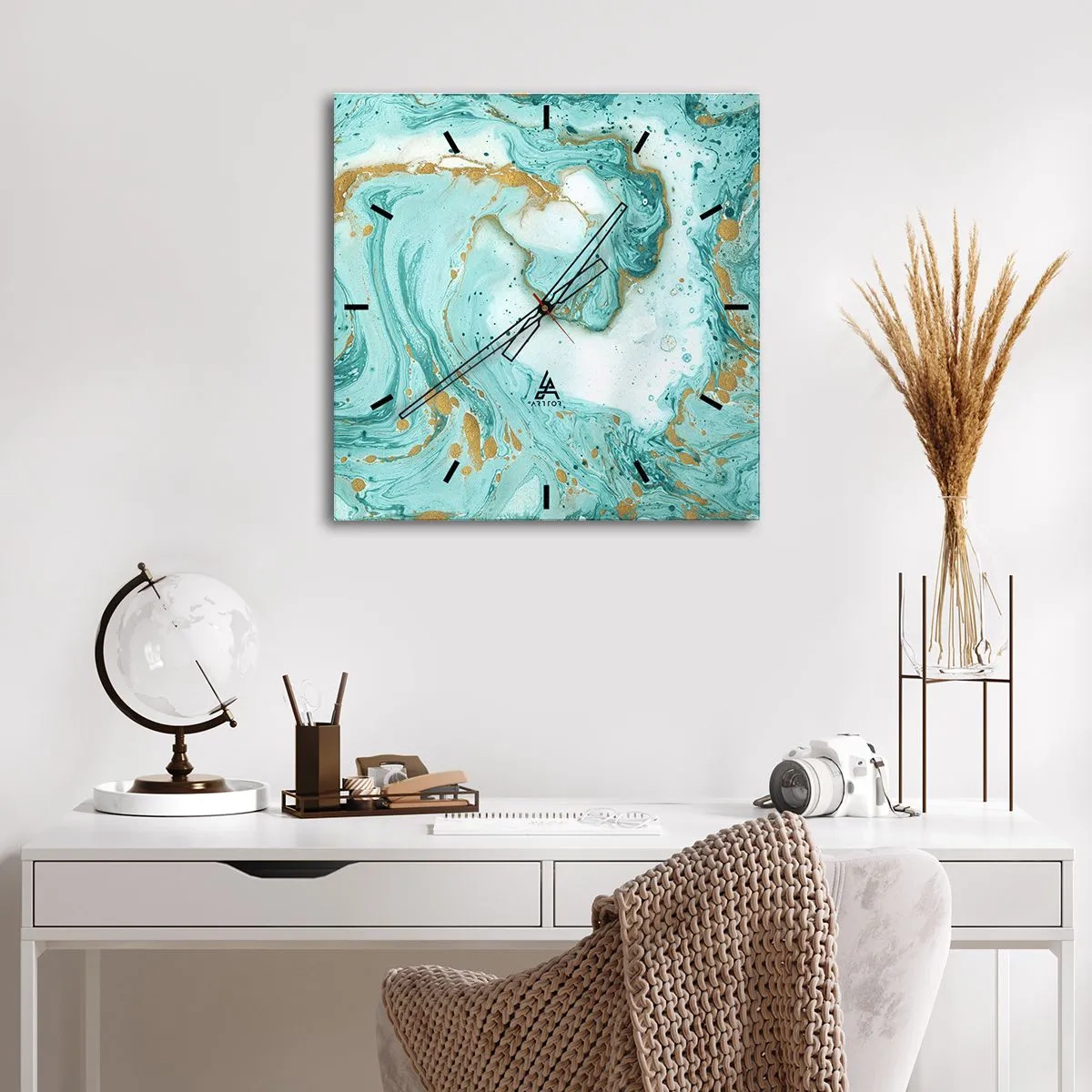 Vægur, Uret - Under den store bølge i Edo-perioden - 40x40 cm