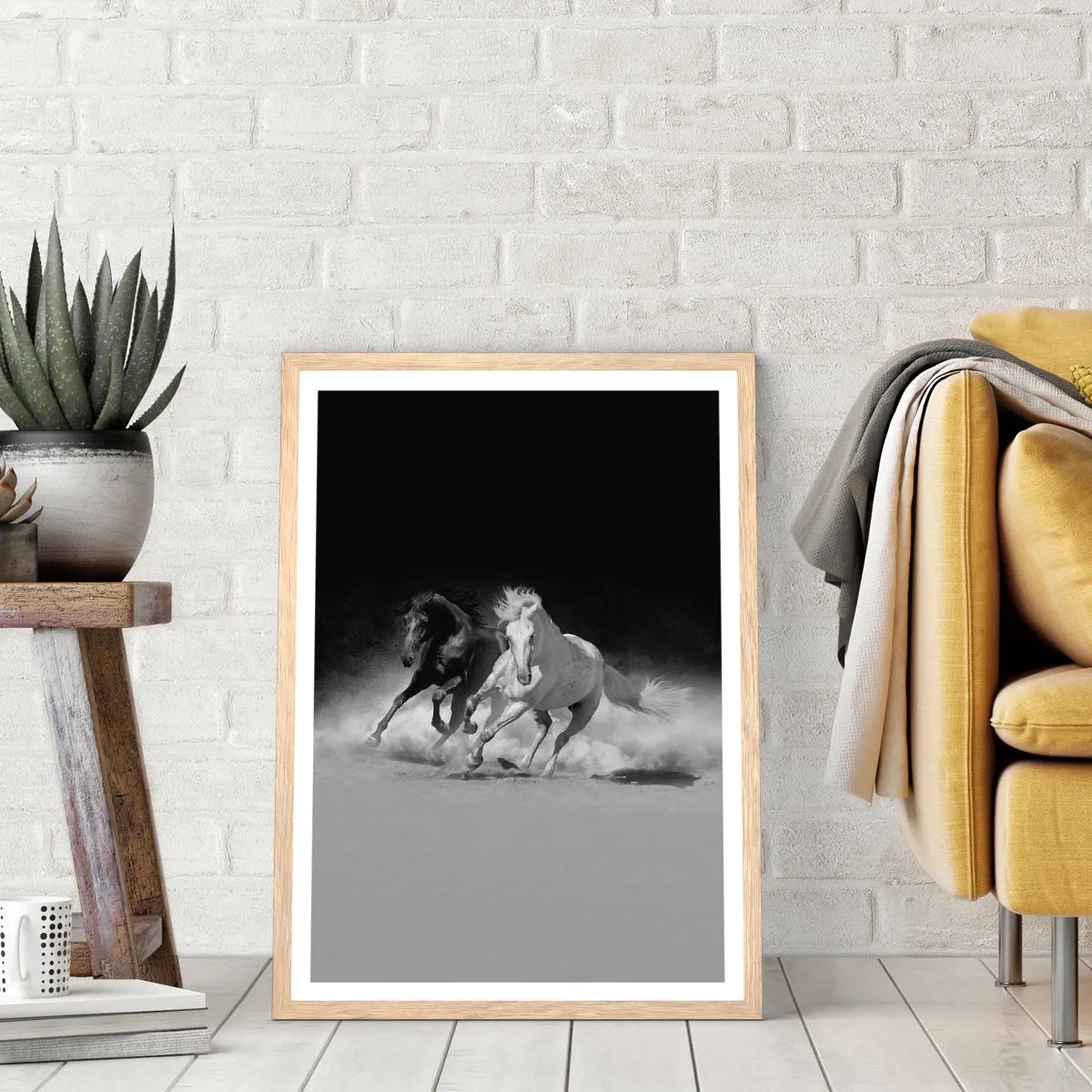 Plakat i ramme af lyst egetræ - Frihedens galop - 30x40 cm