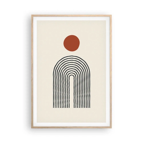 Plakat i ramme af lyst egetræ - Magnetisme af former og farver - 70x100 cm