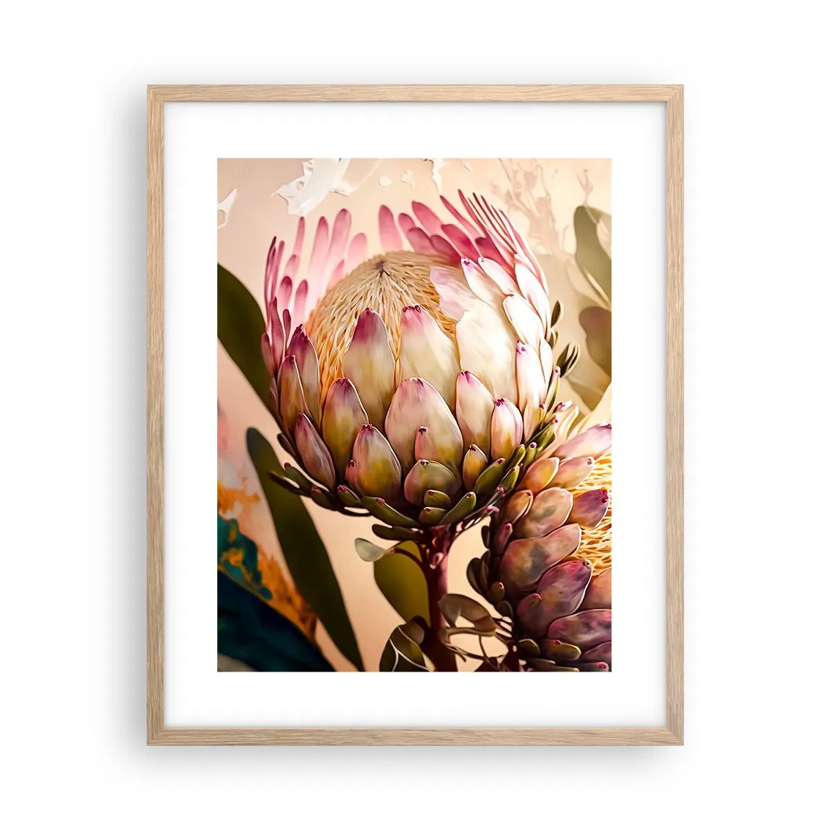 Plakat i ramme af lyst egetræ - Ømt omfavnet - 40x50 cm