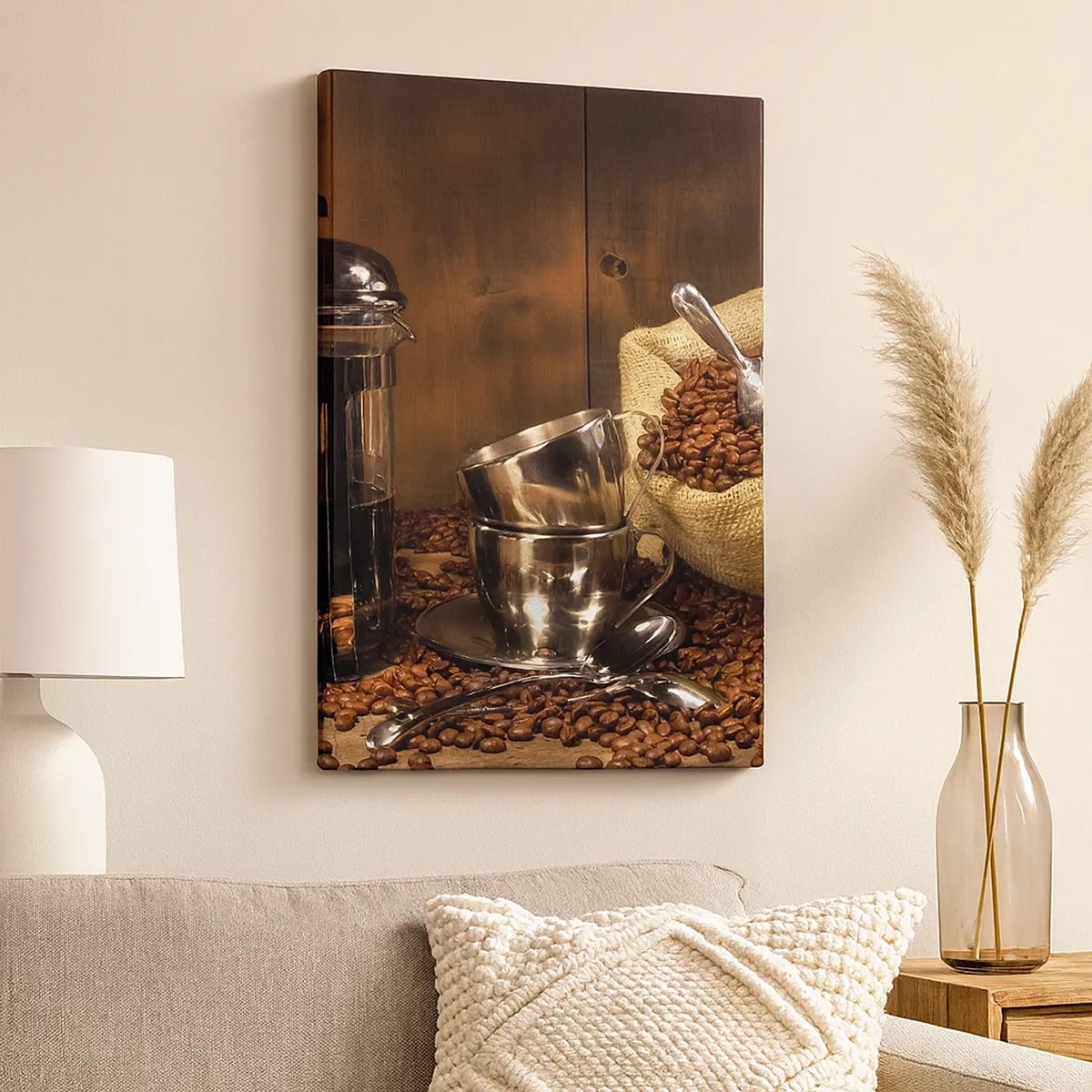 Lærredstryk - Billede på lærred - Kaffens magi - aroma og smag - 50x70 cm