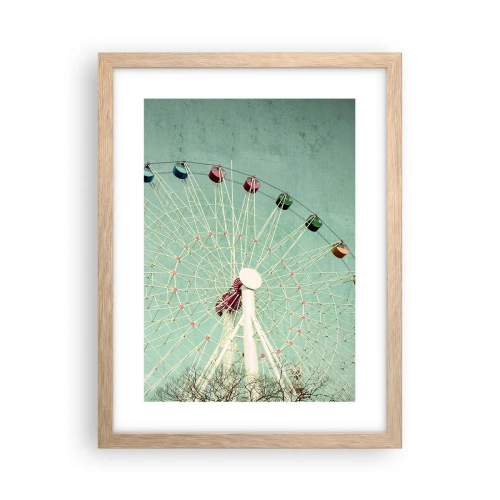 Plakat i ramme af lyst egetræ - Vi inviterer dig til at lege - 30x40 cm