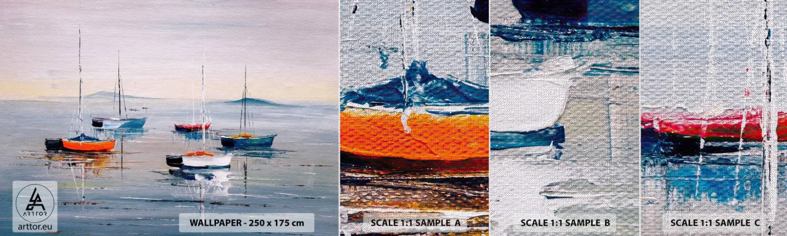 Prøve Fototapet Premium Canvas - Et velfortjent hvil - Nautisk, Sejlbåde, Ved havet - 100x30 cm