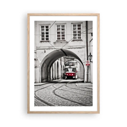 Plakat i ramme af lyst egetræ - Gennem byens labyrint - 50x70 cm