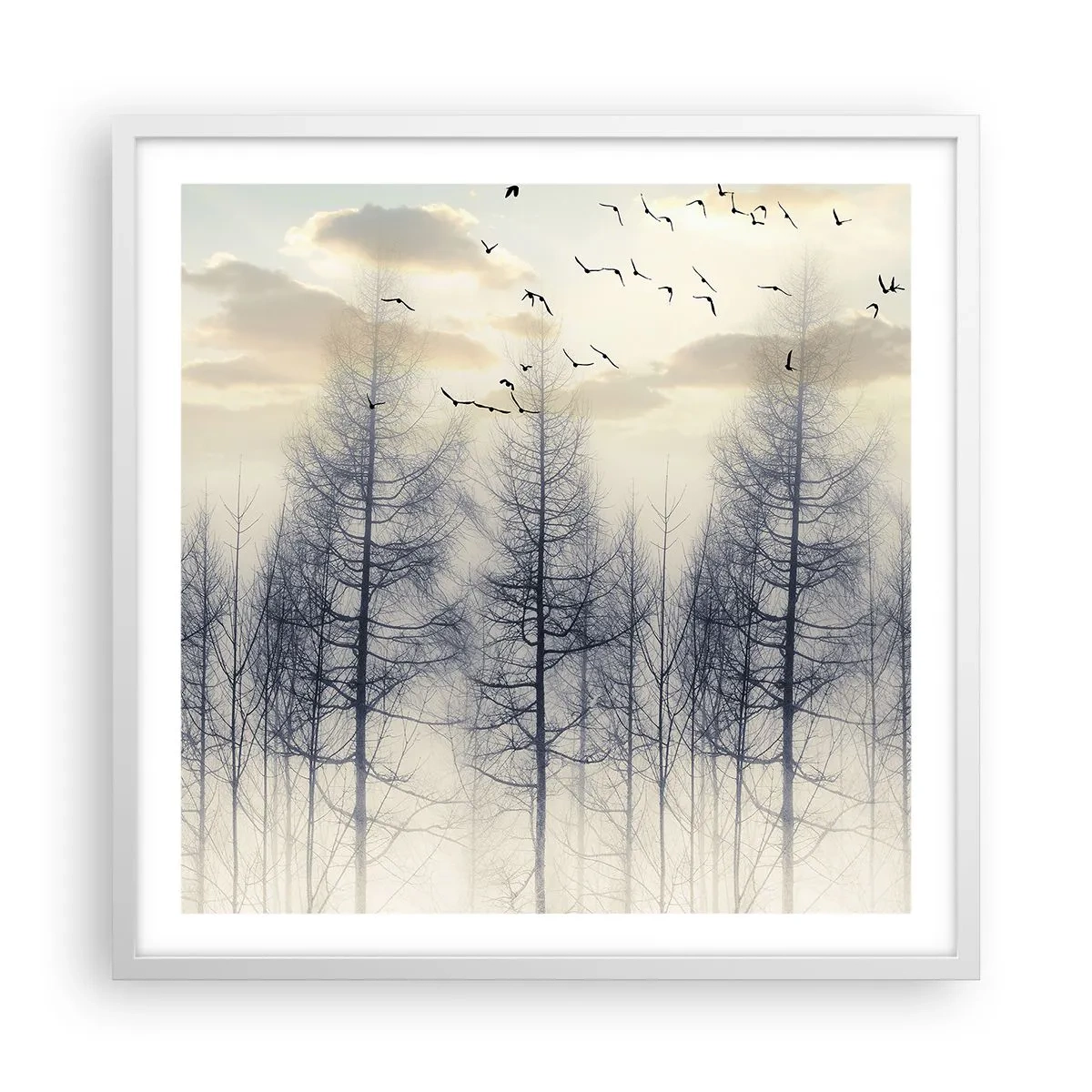 Plakat i hvid ramme - Skovånder - 60x60 cm