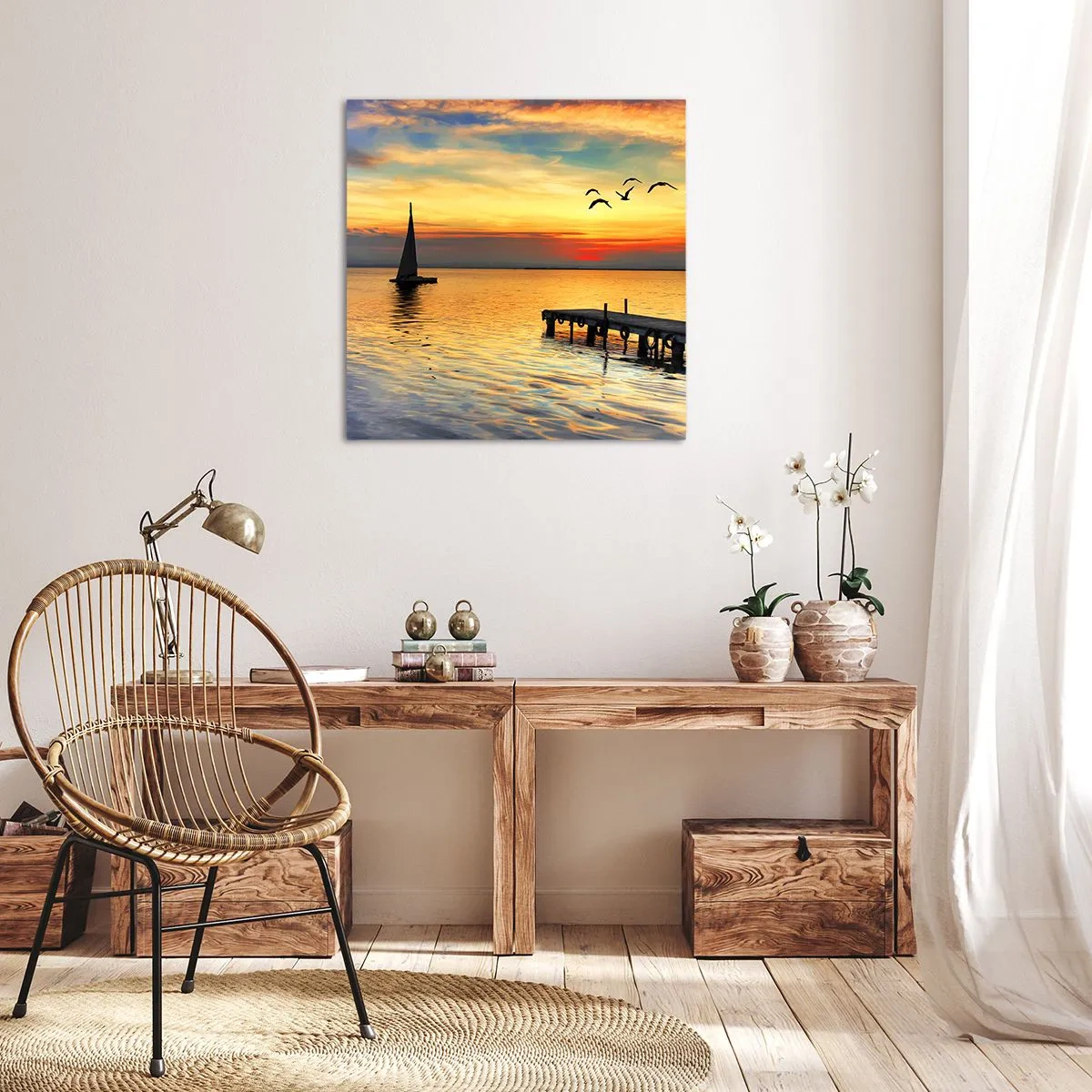 Lærredstryk - Billede på lærred - Returnering om aftenen - 30x30 cm