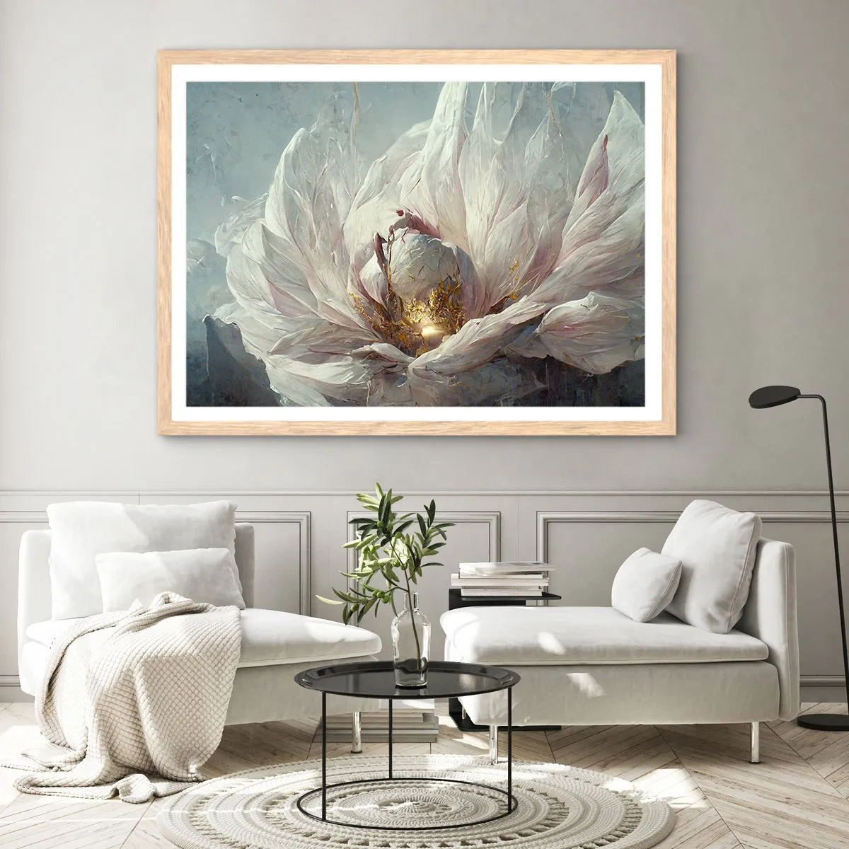 Plakat i ramme af lyst egetræ - Blomstrer en gang om hundrede år - 100x70 cm