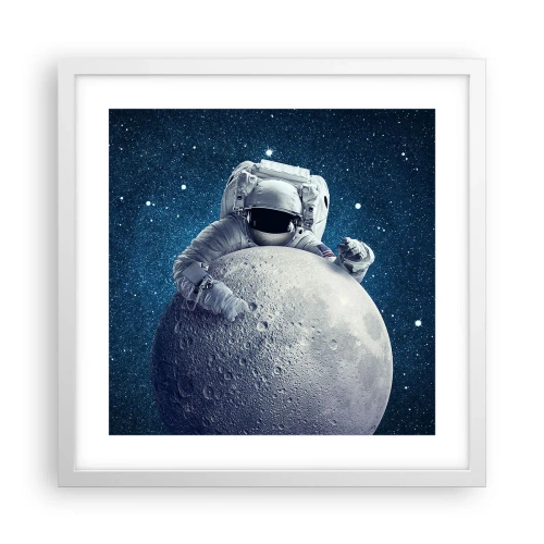 Plakat i hvid ramme - Kosmisk spøgefugl - 40x40 cm