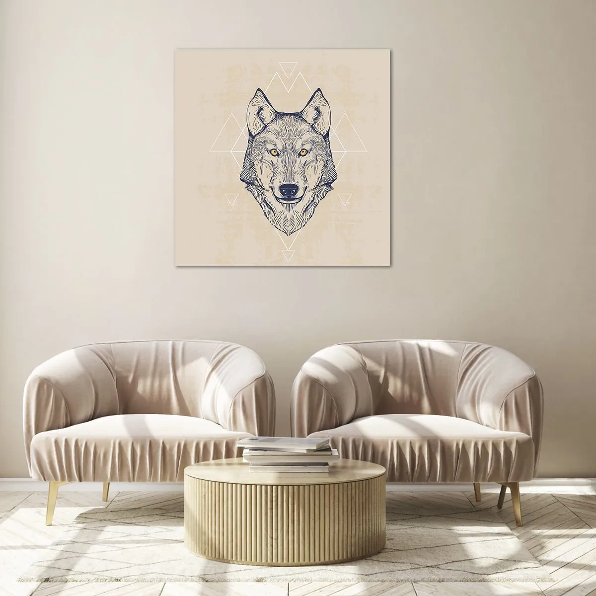 Billede på glas - En alfa med et gennemtrængende blik - 60x60 cm
