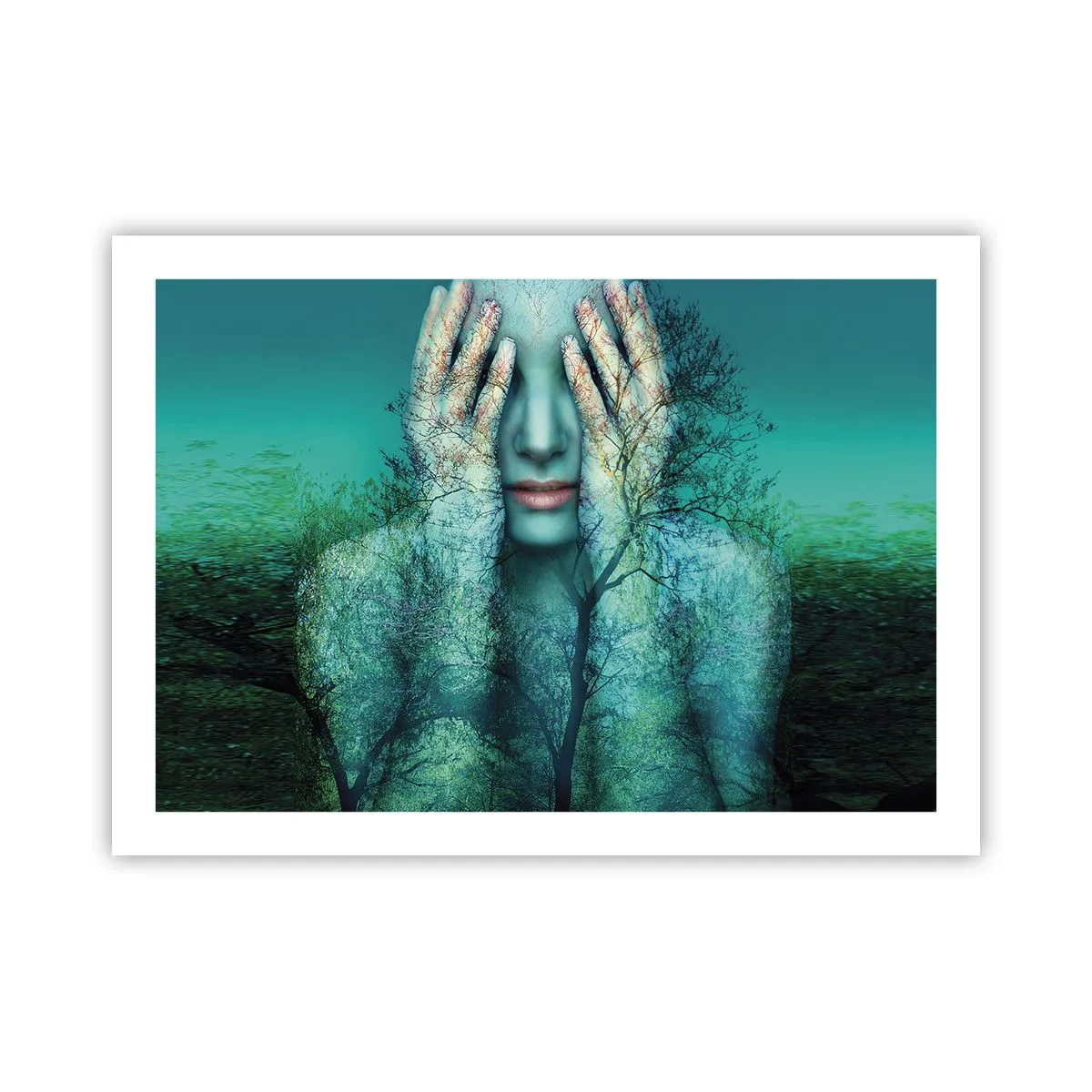 Plakat - Nedsænket i blåt - 70x50 cm