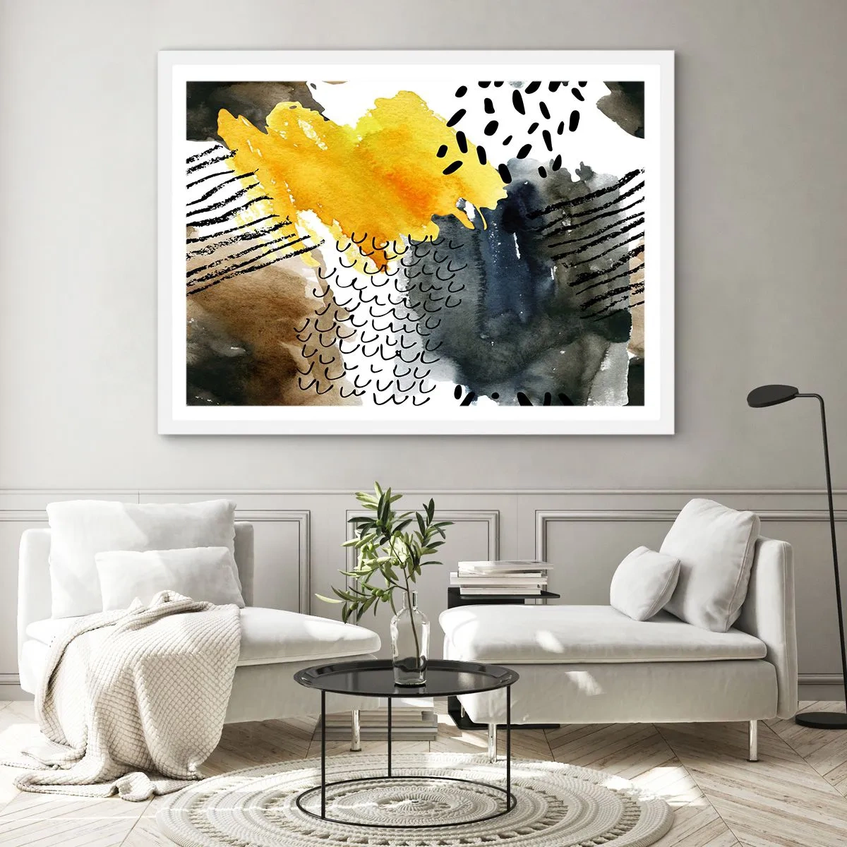 Plakat i hvid ramme - Et møde mellem elementerne - 70x50 cm