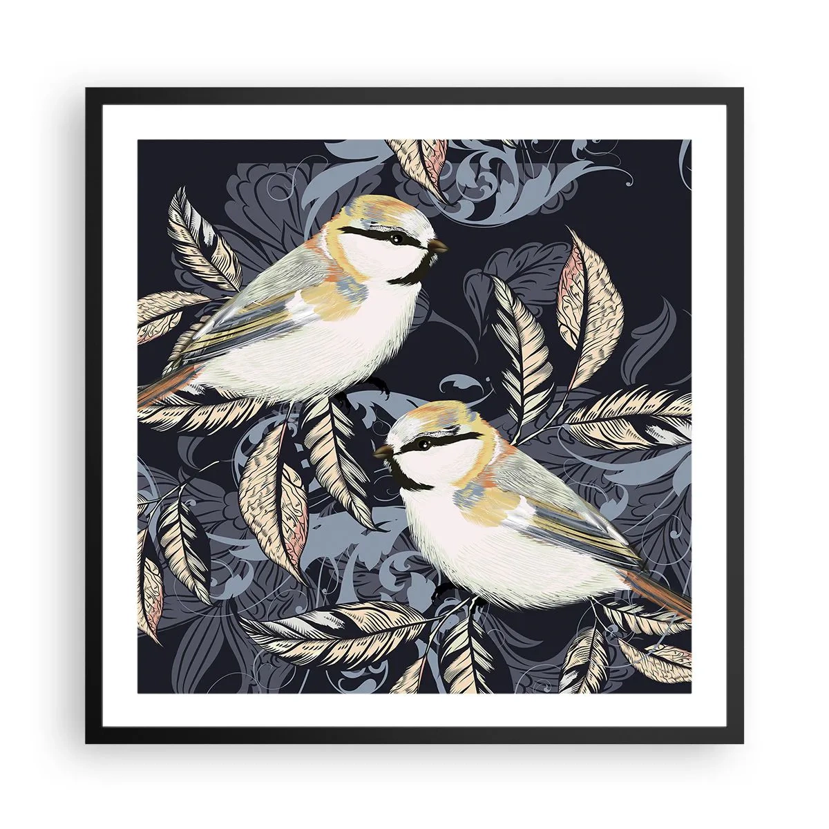 Plakat i sort ramme - Gul-blå espalier - 60x60 cm