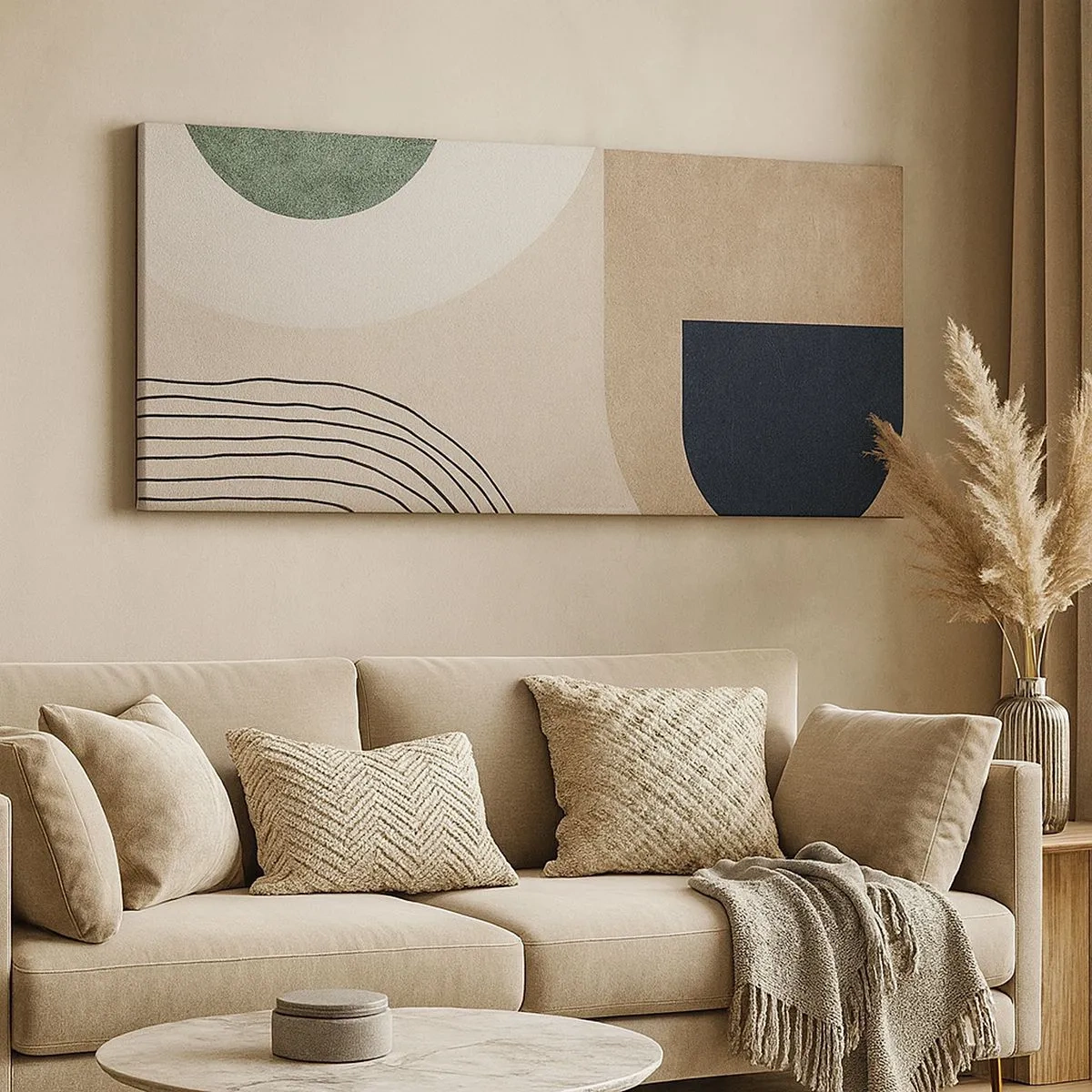 Lærredstryk - Billede på lærred - Blidheden i en oval - 100x40 cm