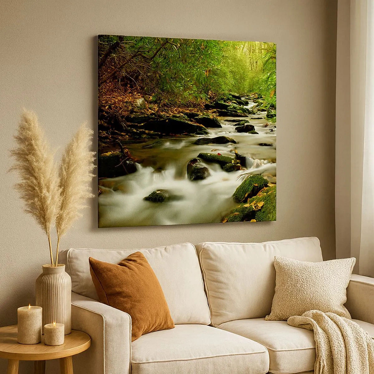 Lærredstryk - Billede på lærred - Som flydende sølv - 30x30 cm