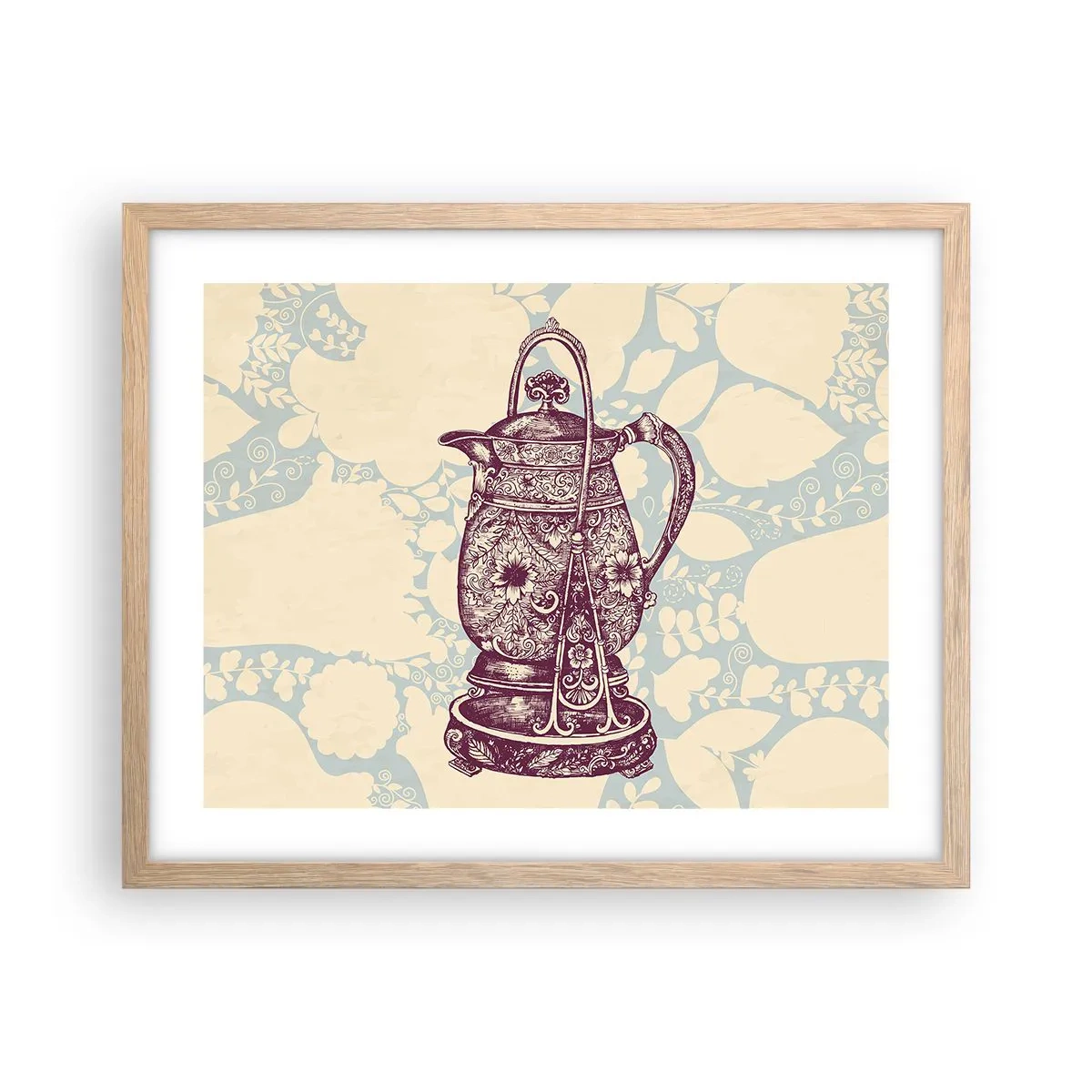 Plakat i ramme af lyst egetræ - Skønheden i hverdagslivet - 50x40 cm