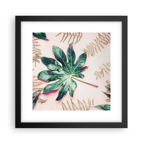 Plakat i sort ramme - En undersøgelse af grønt på en lyserød baggrund - 30x30 cm