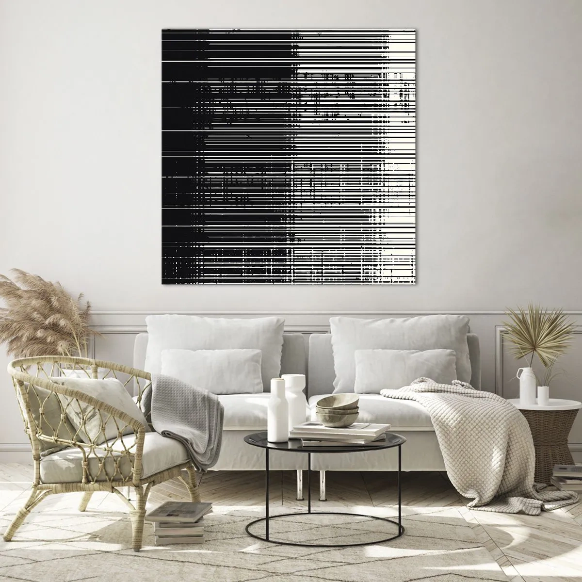 Billede på glas - Bølger og vibrationer - 70x70 cm