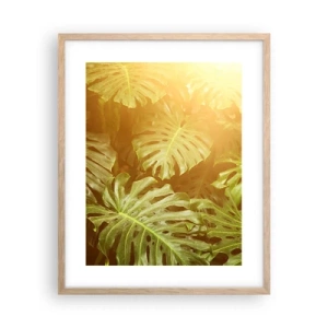 Plakat i ramme af lyst egetræ - Træd ind i det grønne... - 40x50 cm